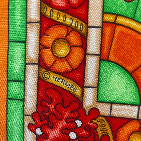 RARE! NWT Hermes Scarf Carré 90 "Lumbers de Paris" in Orange - Picture 6 of 10
